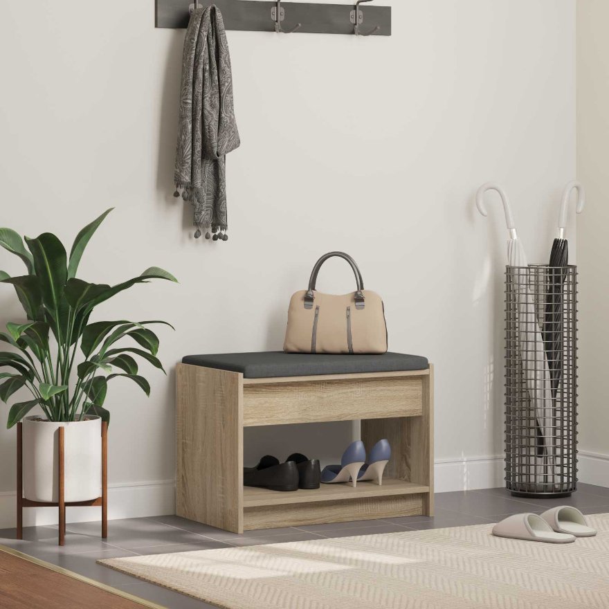 Halli penkki tyynyllä hyllyllä Sonoman tammi 63 x 38 x 45 cm