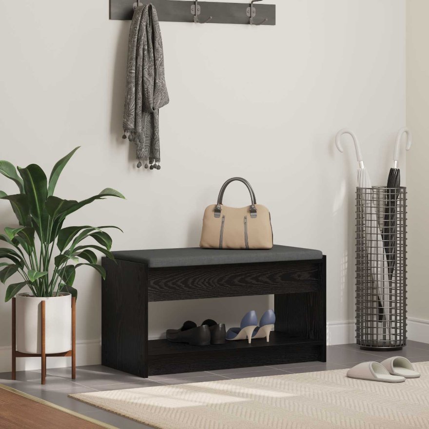 Halli penkki Musta Tammi 83 x 38 x 45 cm Insinööripuu ja kangas