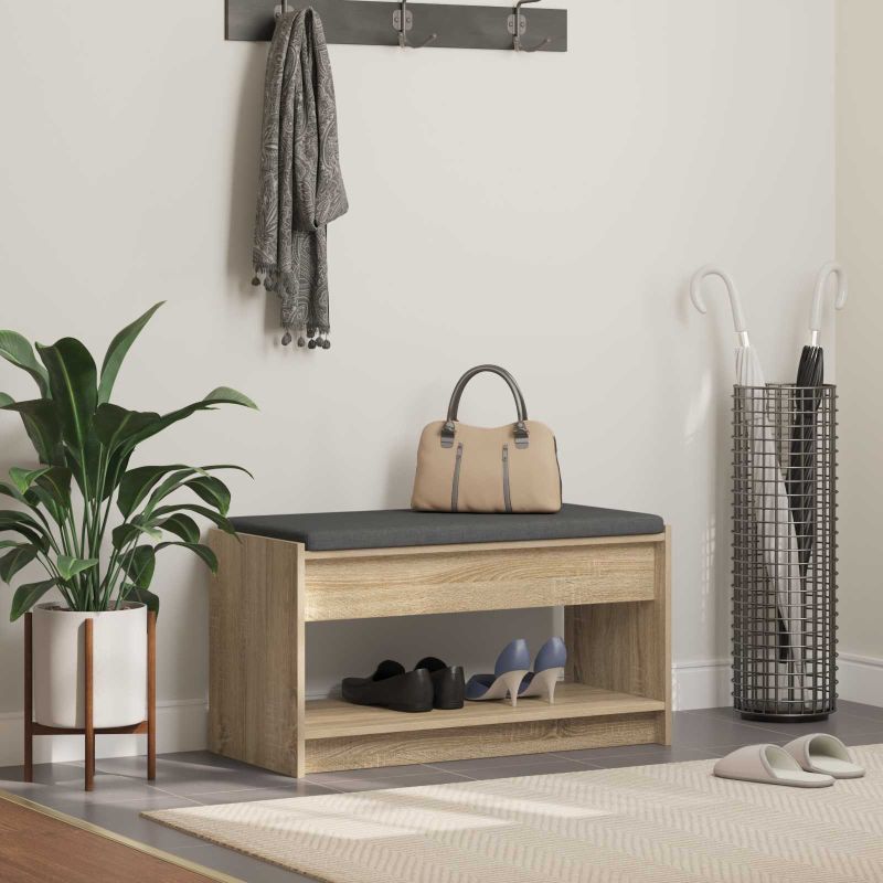 Halli penkki tyynyllä hyllyllä Sonoman tammi 83 x 38 x 45 cm