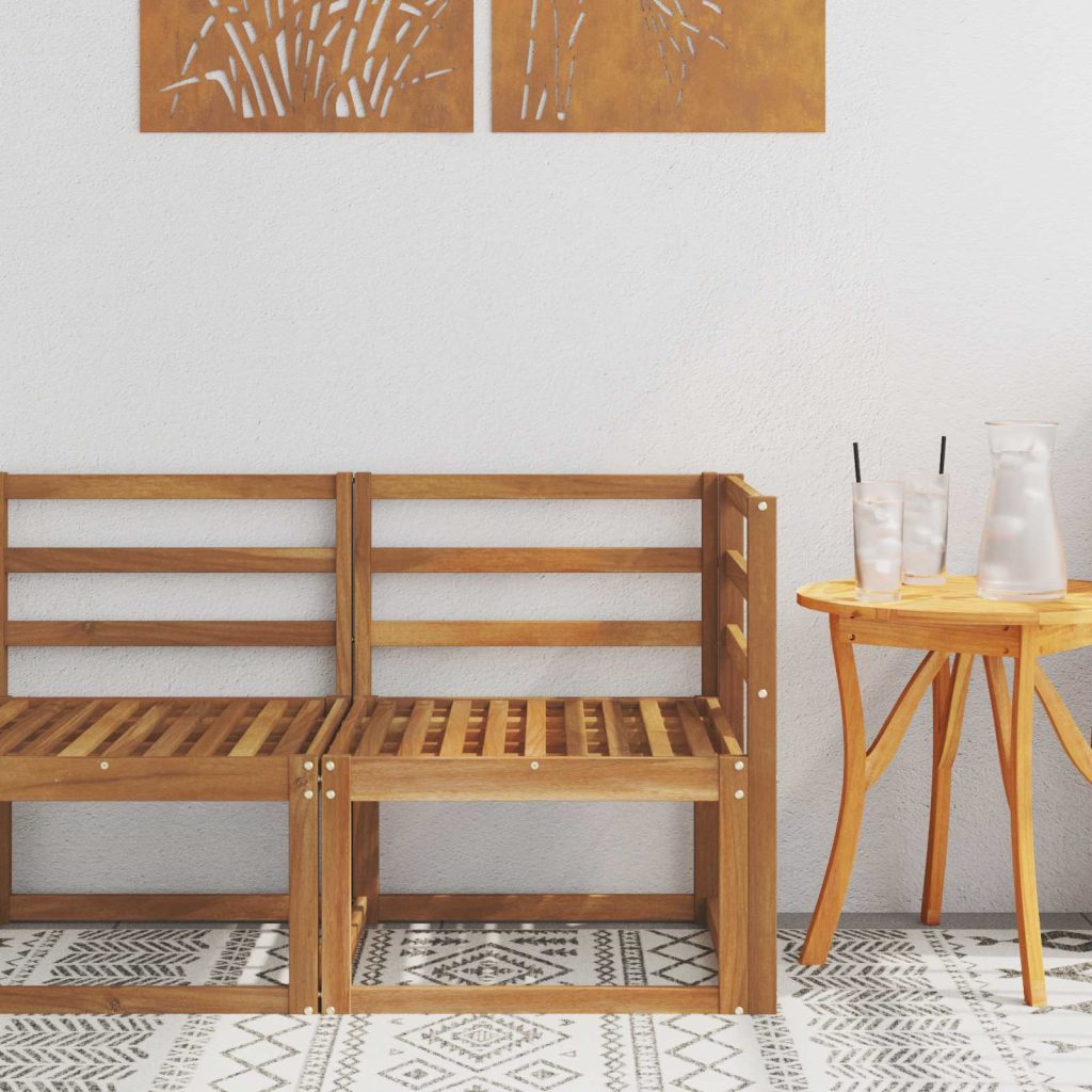 Ulkona kulmasohva Tiheä akasiapuu Luonnollinen 63 x 63 x 73 cm