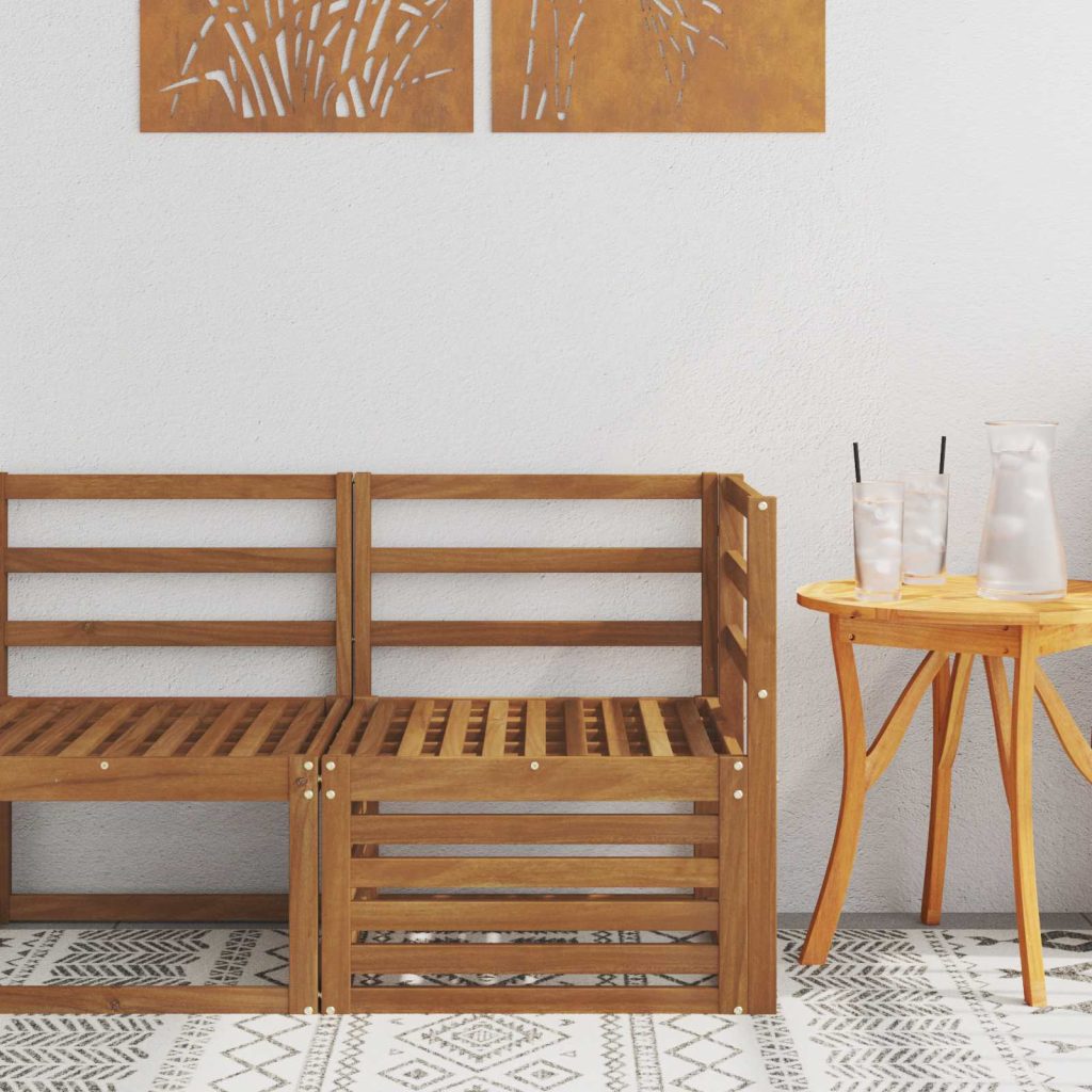 Ulkona kulmasohva Tiheä akasiapuu Luonnollinen 63 x 63 x 73 cm