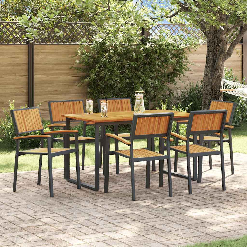 Piharuokailu setti 7 pcs Musta Tiheä akasiapuu