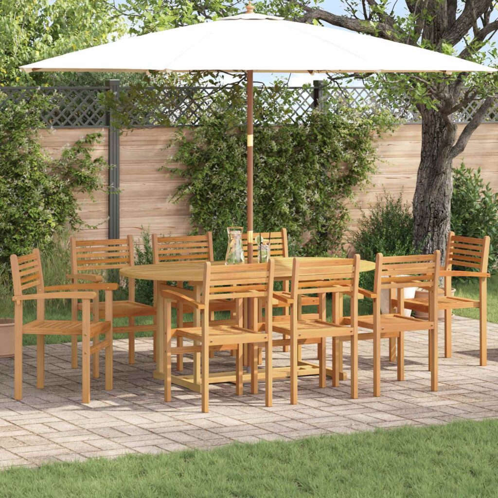 Piharuokailu setti 9 pcs Ruskea Tiikkipuu