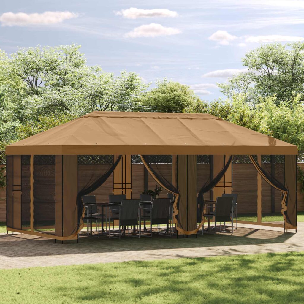 Gazebo Runkosarja 6 x 3 m Musta Teräs
