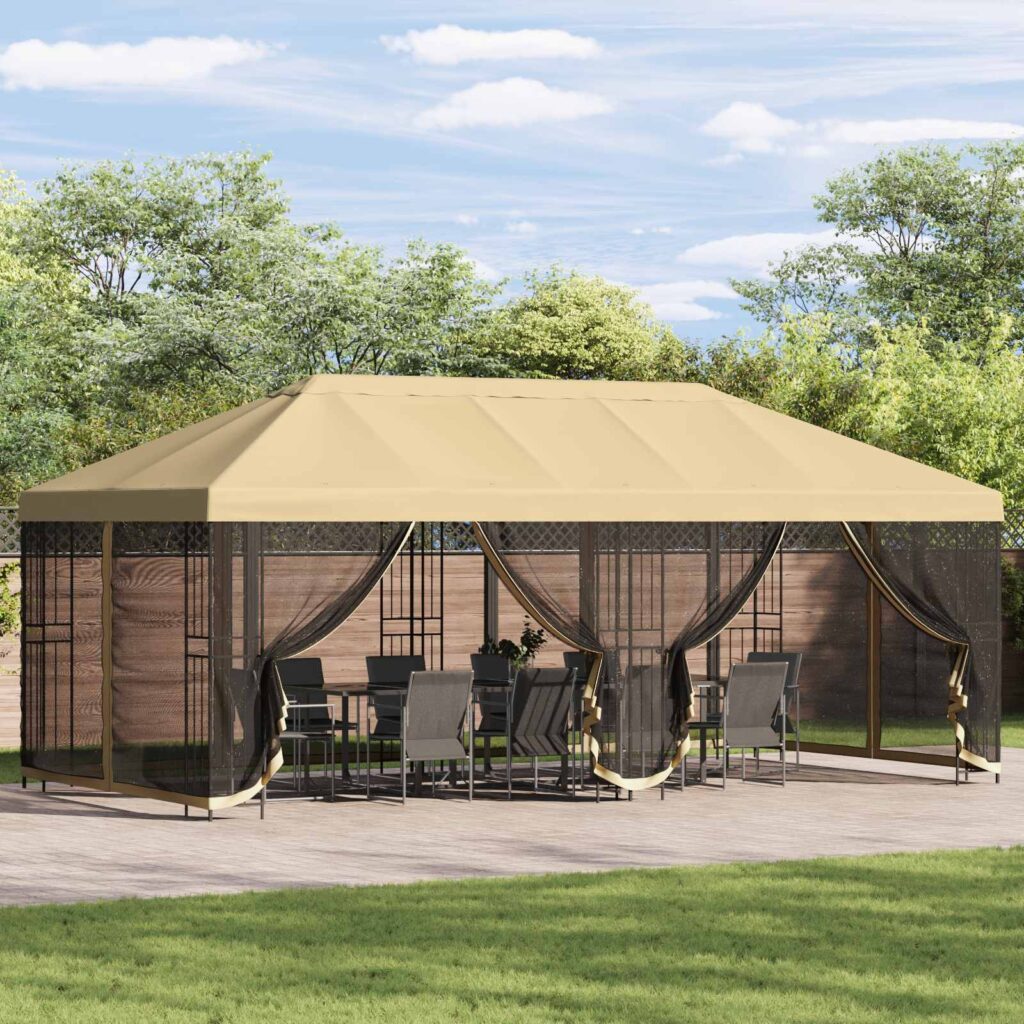 Paviljonki sivuseinillä 6 x 3 m Kerma Polyesteri ja teräs 190