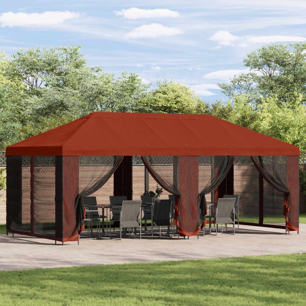 Puutarhateltta 6 x 3 m Terrakotta Polyesteri ja teräs 190