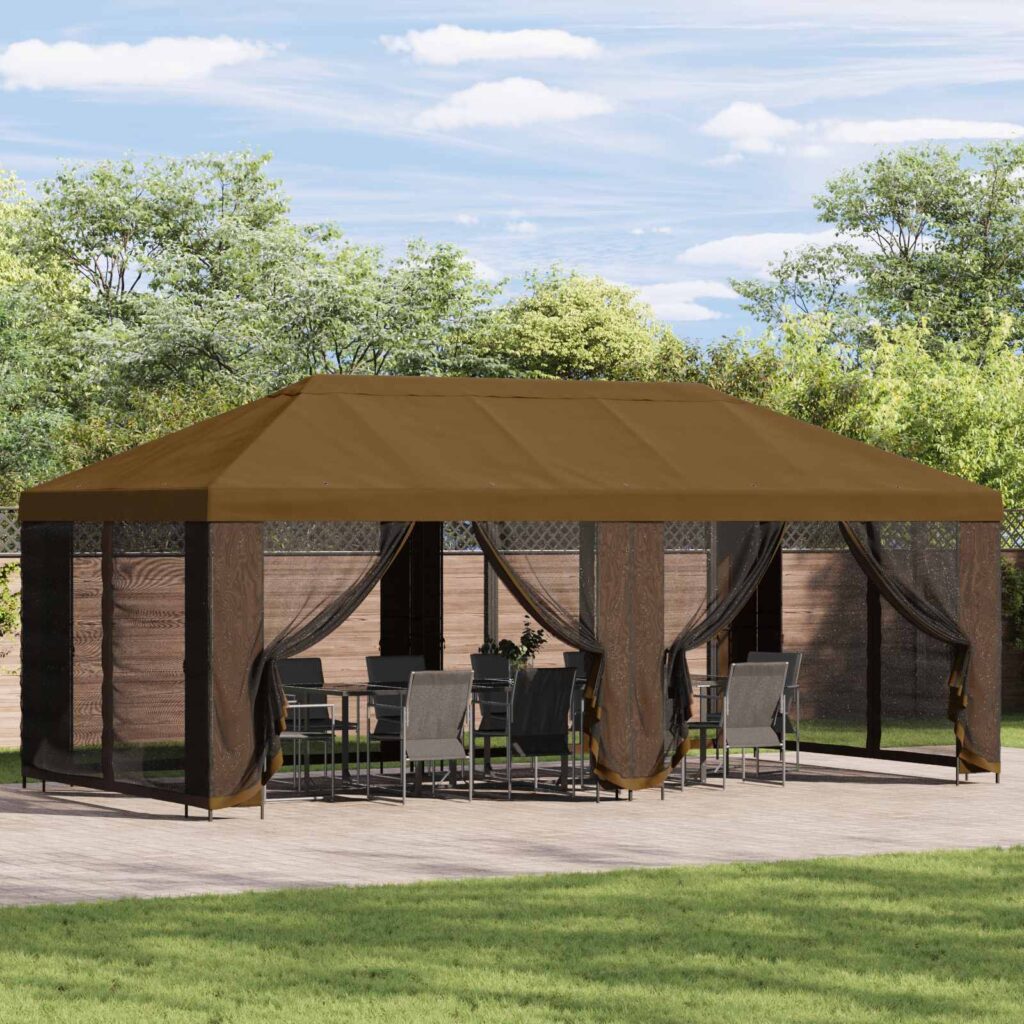 Puutarhateltta 6 x 3 m Taupe Polyesteri ja teräs 190