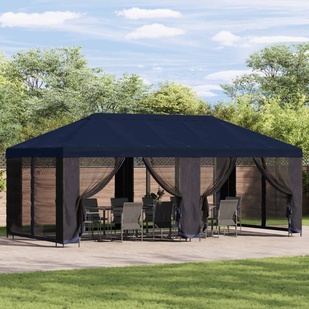 Puutarhateltta 6 x 3 m Sininen Polyesteri ja teräs 190