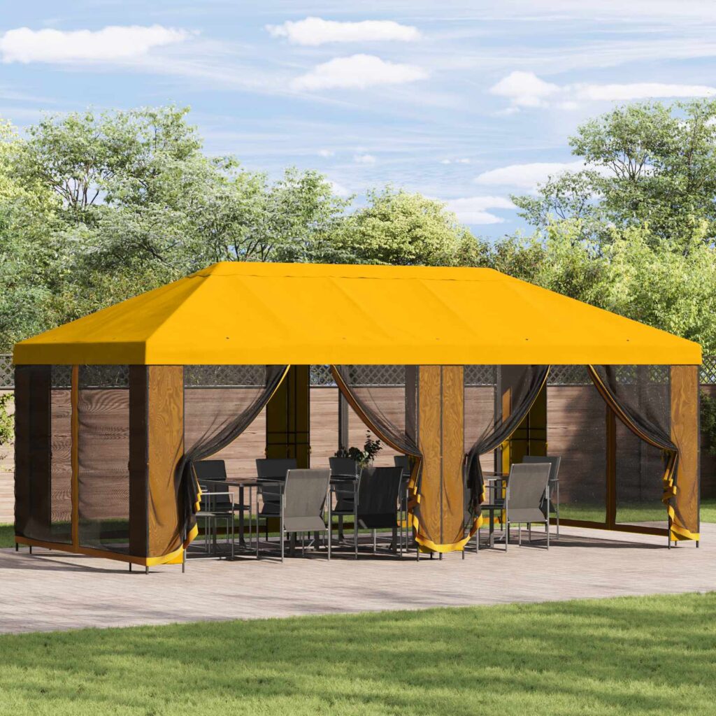 Puutarhateltta 6 x 3 m Keltainen Polyesteri ja teräs 190
