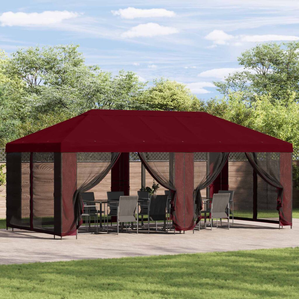 Puutarhateltta 6 x 3 m Burgundi Polyesteri ja teräs 190