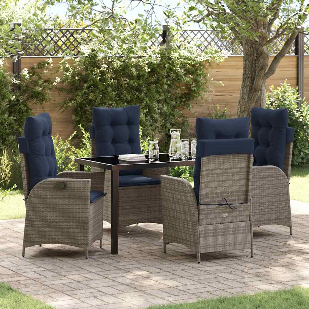 Piharuokailu setti tyynyllä 5 pcs Harmaa ja musta Rottinki