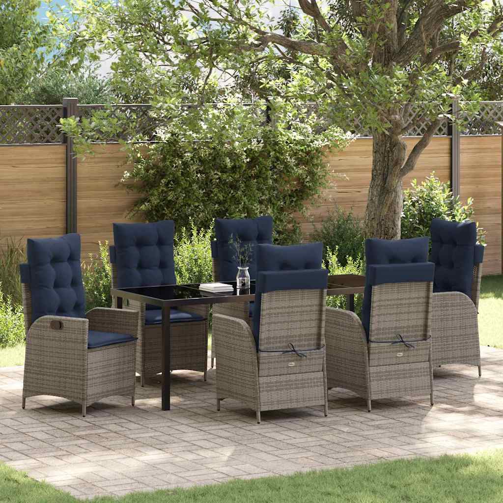 Piharuokailu setti tyynyllä 7 pcs Harmaa ja musta Rottinki