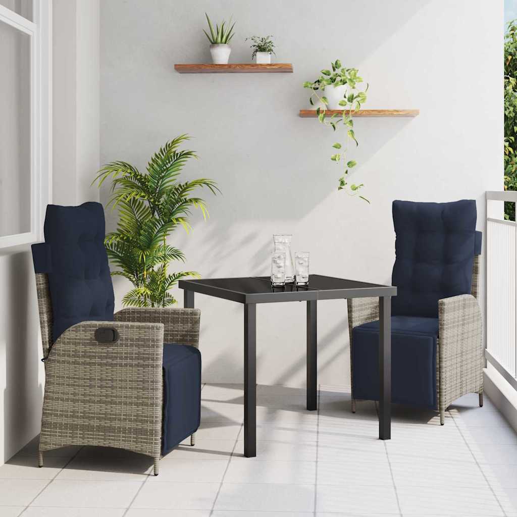 Piharuokailu setti tyynyllä 3 pcs Harmaa ja musta Rottinki