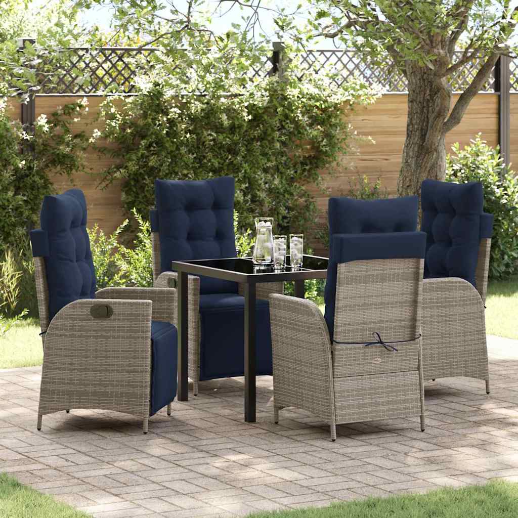 Piharuokailu setti tyynyllä 5 pcs Harmaa ja musta Rottinki