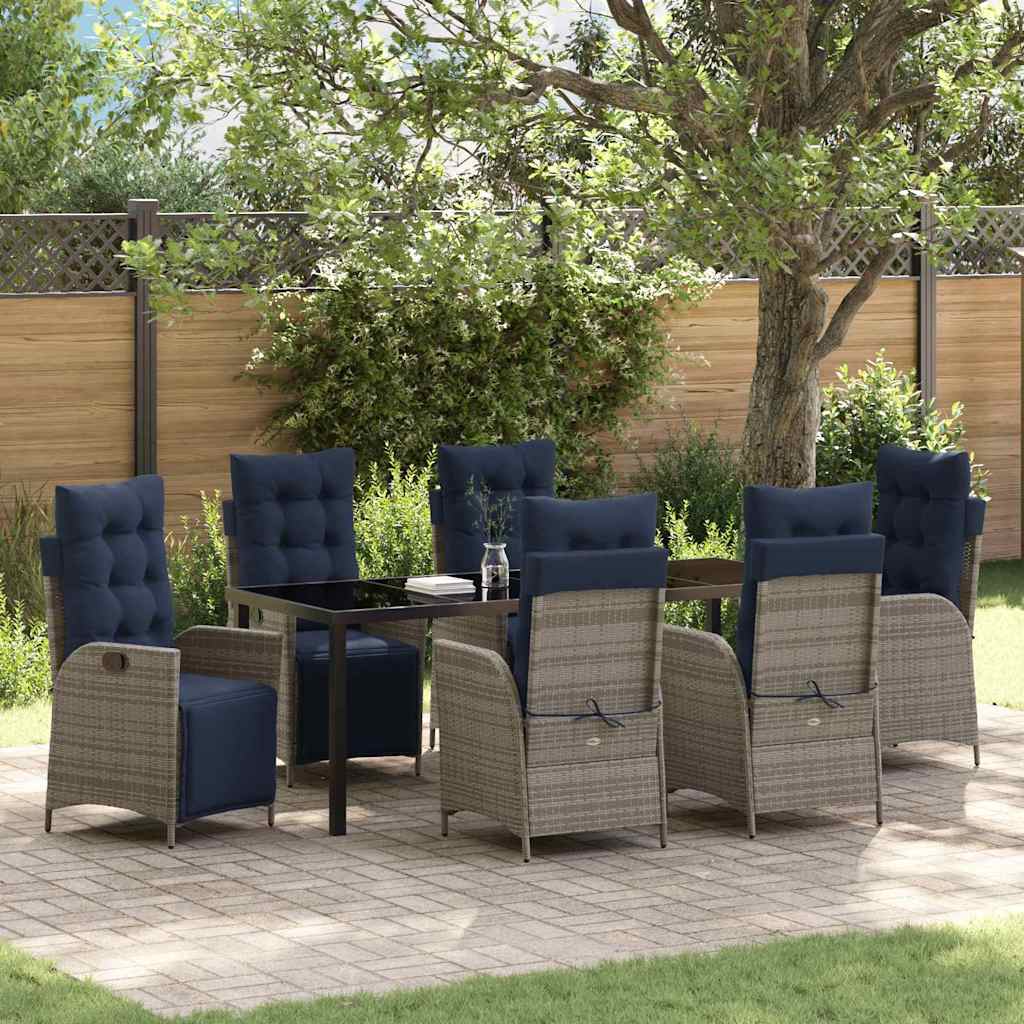 Piharuokailu setti tyynyllä 7 pcs Harmaa ja musta Rottinki