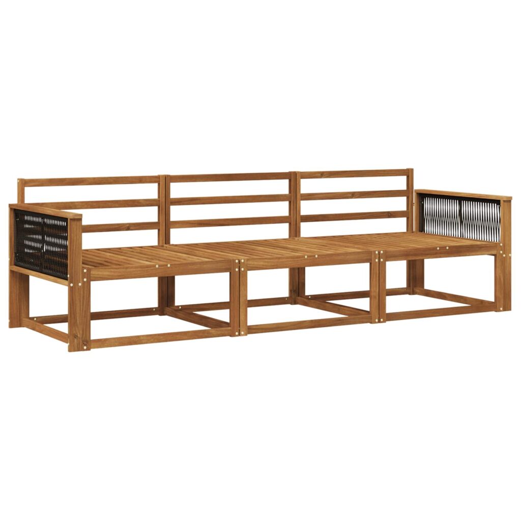 Ulkosohvakokoelma 3 pcs Luonnollinen Tiheä akasiapuu