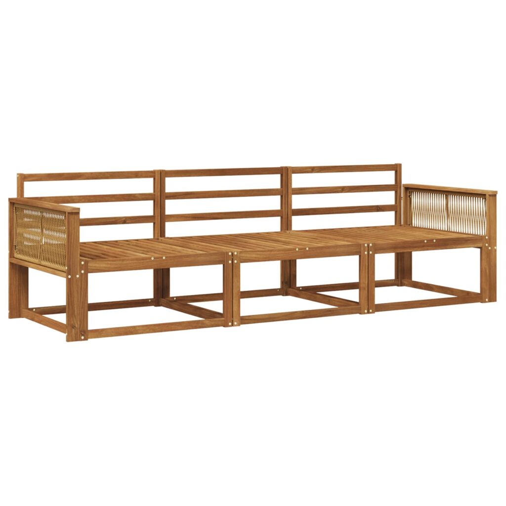 Ulkosohvakokoelma 3 pcs Luonnollinen Tiheä akasiapuu