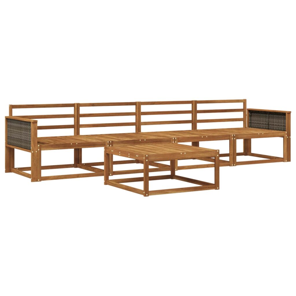 Ulkosohvakokoelma 5 pcs Luonnollinen Tiheä akasiapuu