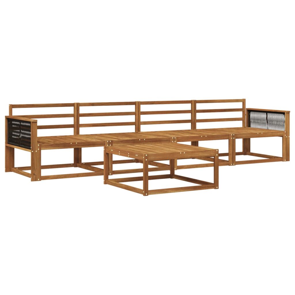 Ulkosohvakokoelma 5 pcs Luonnollinen Tiheä akasiapuu