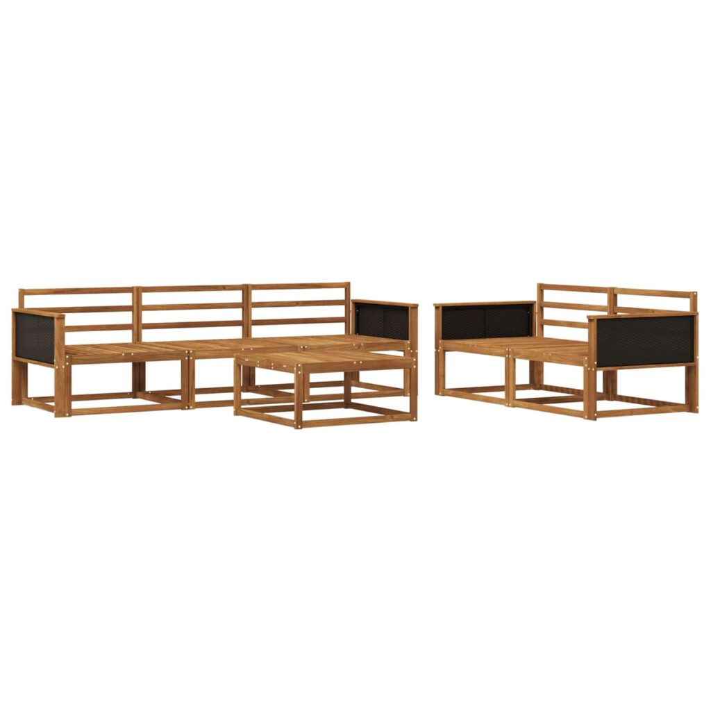 Ulkosohvakokoelma 6 pcs Luonnollinen Tiheä akasiapuu