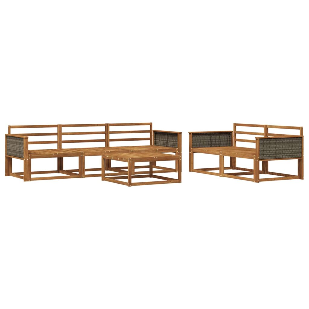 Ulkosohvakokoelma 6 pcs Luonnollinen Tiheä akasiapuu