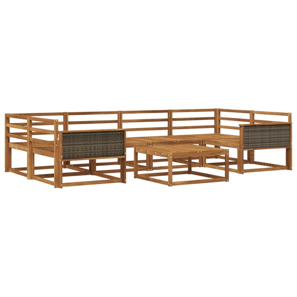 Ulkosohvakokoelma 7 pcs Luonnollinen Tiheä akasiapuu