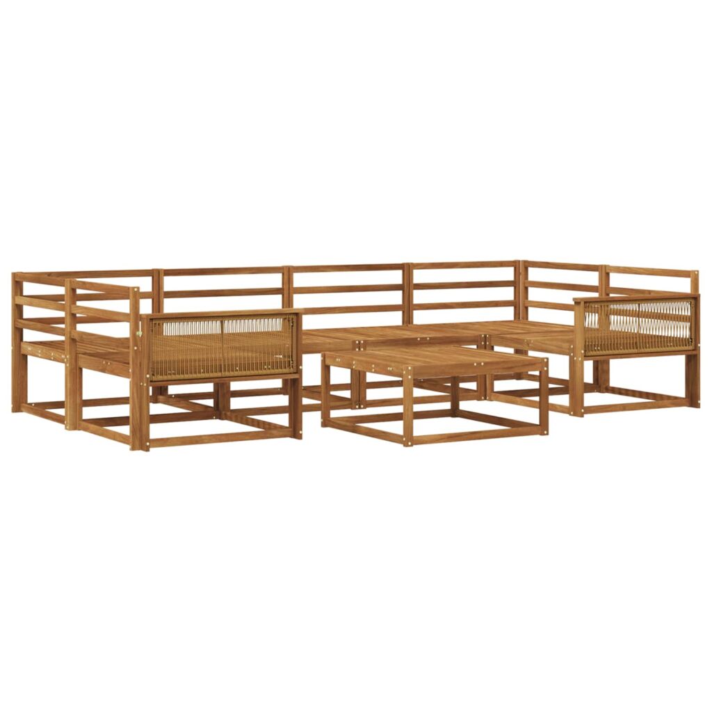 Ulkosohvakokoelma 7 pcs Luonnollinen Tiheä akasiapuu