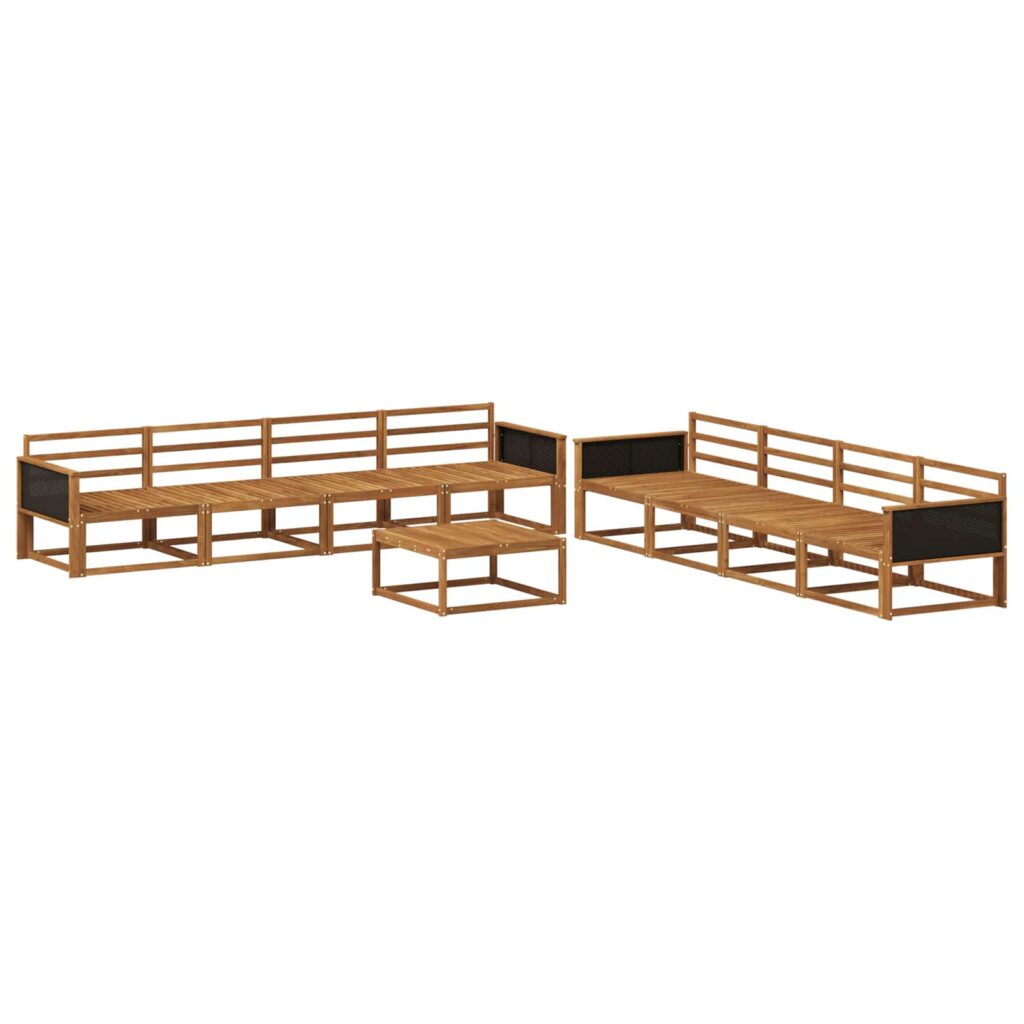 Ulkosohvakokoelma 9 pcs Luonnollinen Tiheä akasiapuu