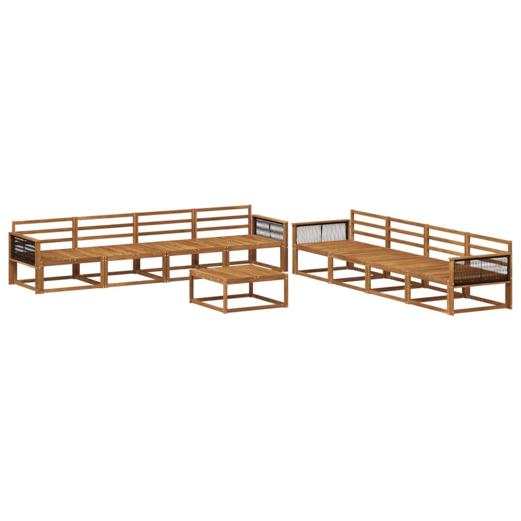 Ulkosohvakokoelma 9 pcs Luonnollinen Tiheä akasiapuu