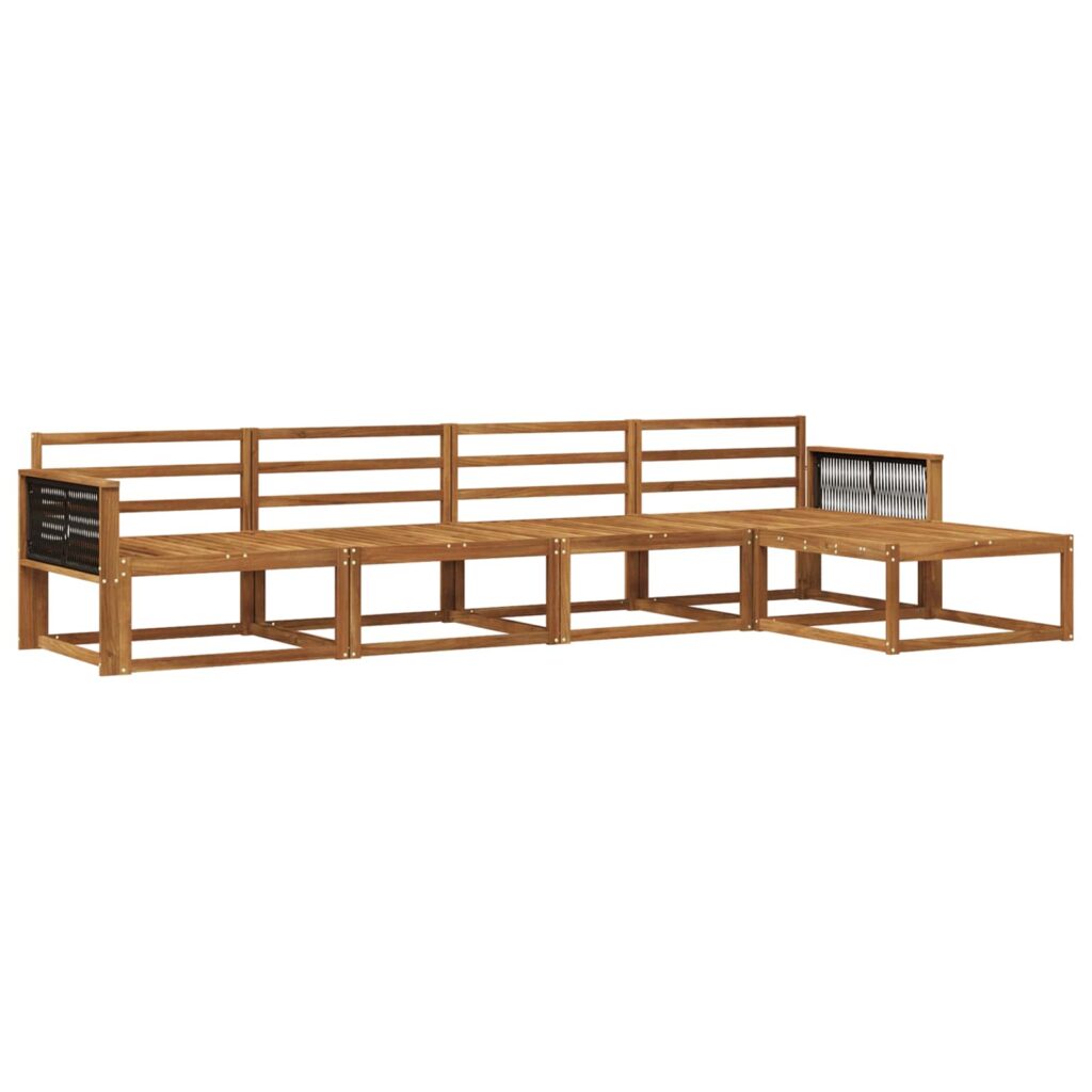 Ulkosohvakokoelma 5 pcs Luonnollinen Tiheä akasiapuu