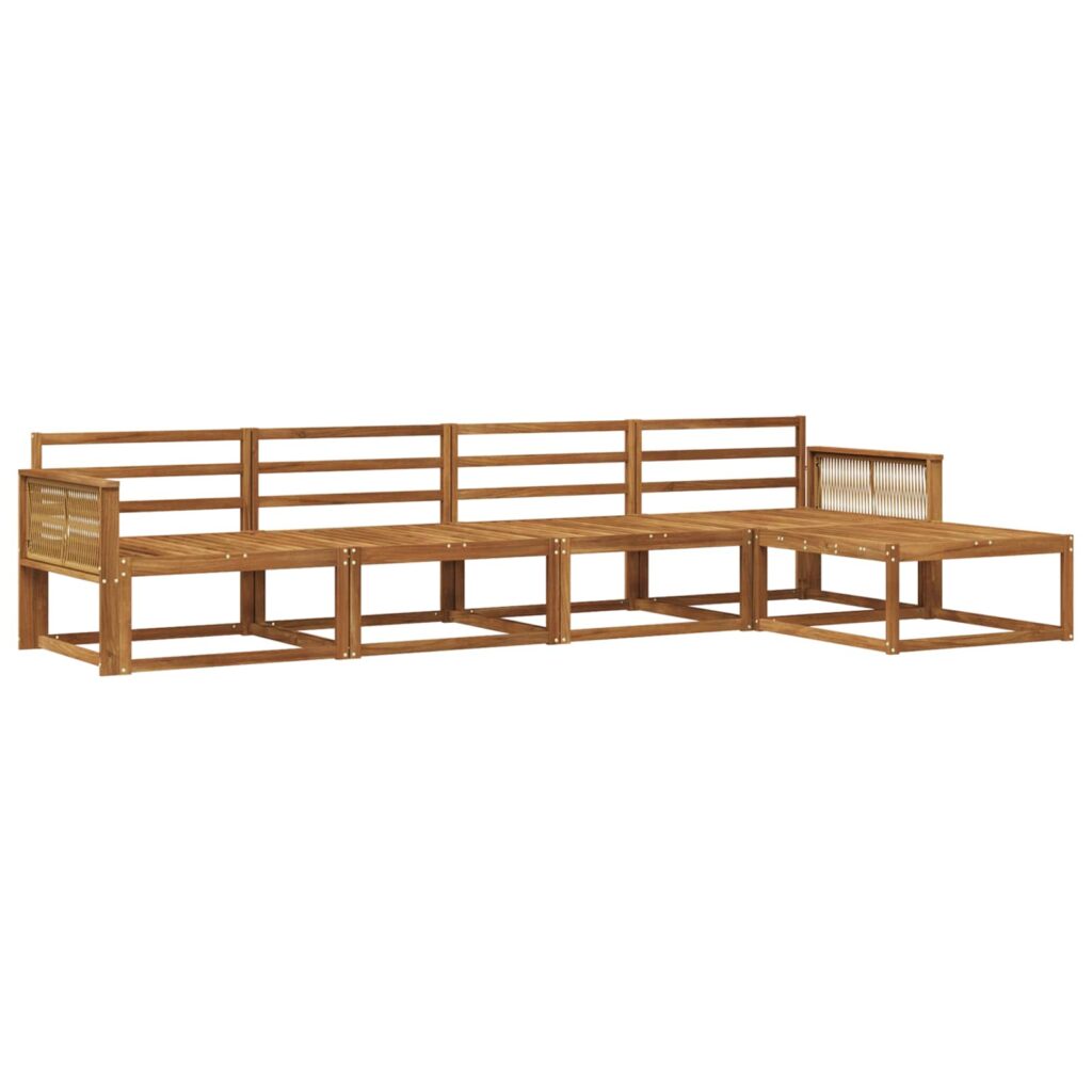 Ulkosohvakokoelma 5 pcs Luonnollinen Tiheä akasiapuu