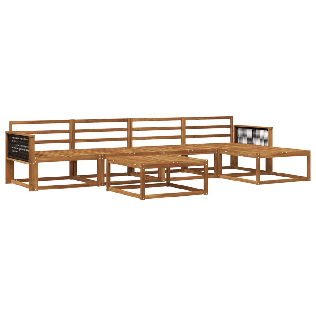 Ulkosohvakokoelma 6 pcs Luonnollinen Tiheä akasiapuu