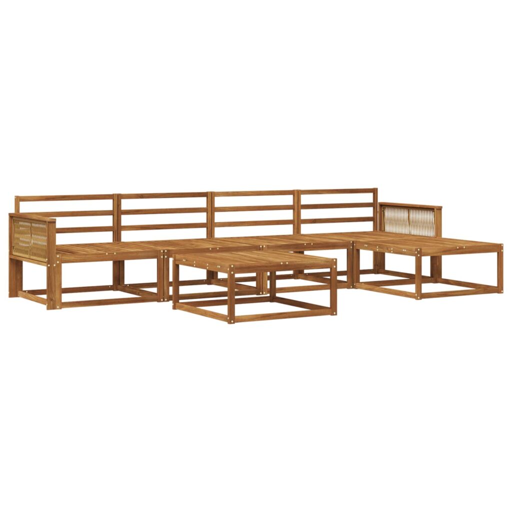Ulkosohvakokoelma 6 pcs Luonnollinen Tiheä akasiapuu