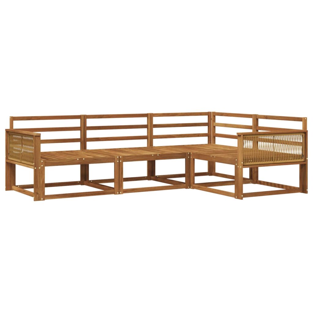 Ulkosohvakokoelma 4 pcs Luonnollinen Tiheä akasiapuu