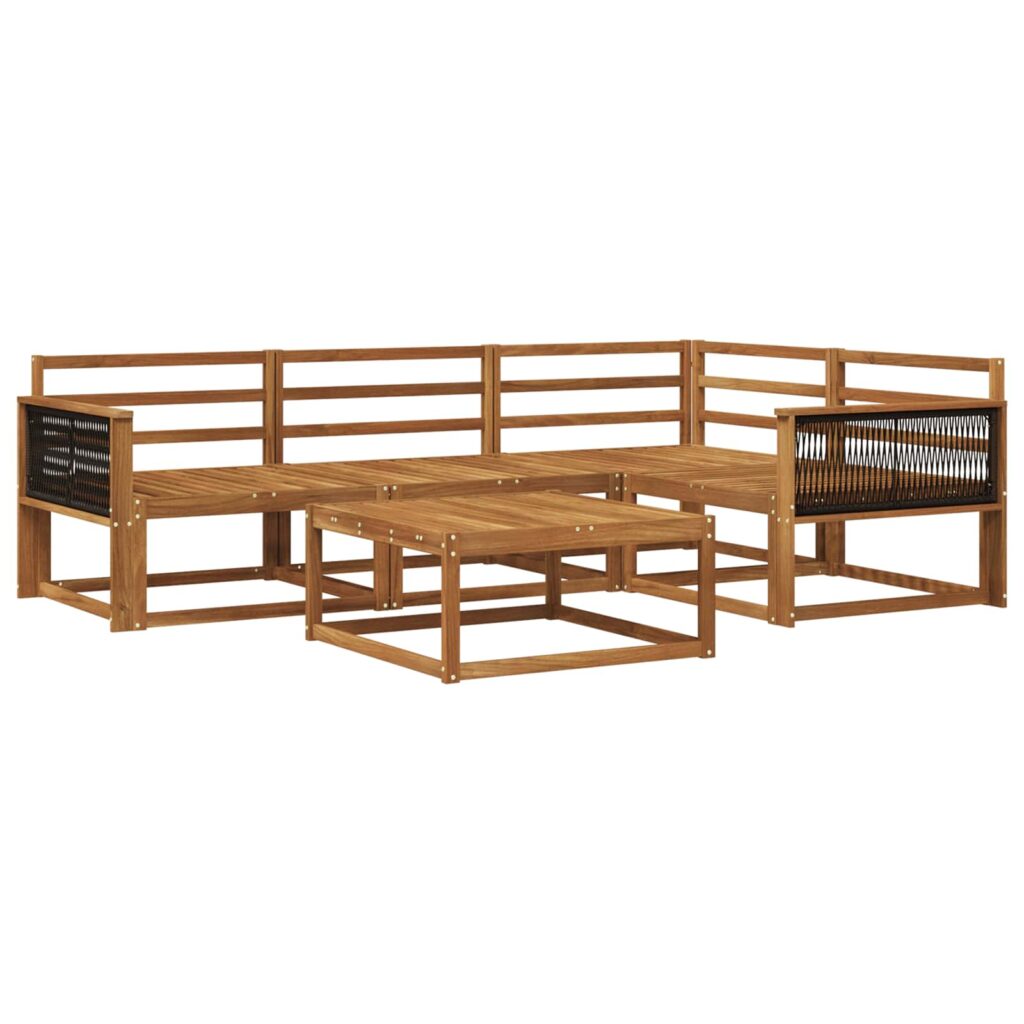 Ulkosohvakokoelma 5 pcs Luonnollinen Tiheä akasiapuu