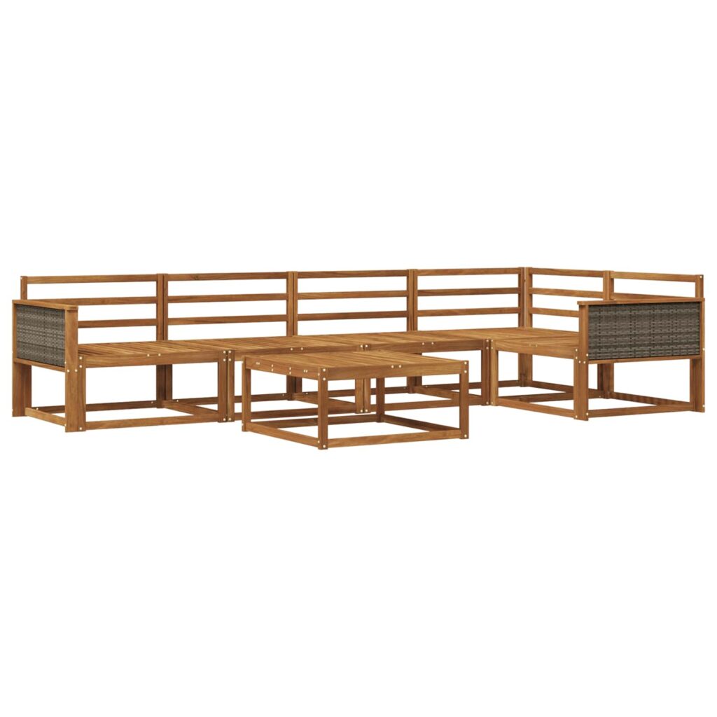Ulkosohvakokoelma 6 pcs Luonnollinen Tiheä akasiapuu