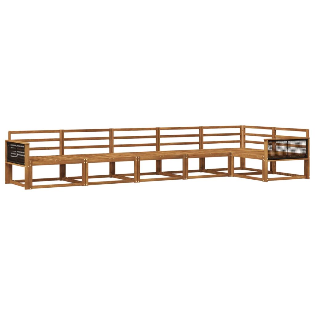 Ulkosohvakokoelma 6 pcs Luonnollinen Tiheä akasiapuu