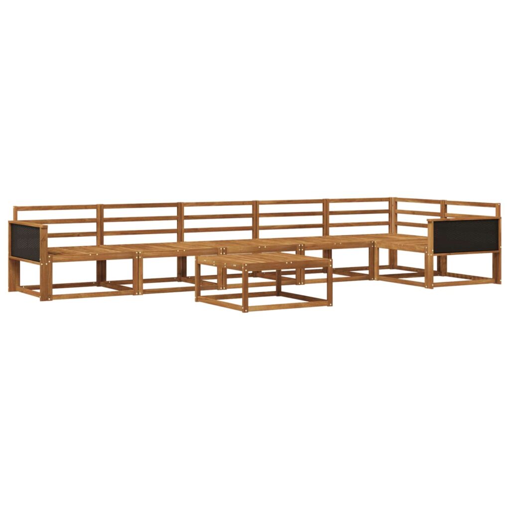 Ulkosohvakokoelma 7 pcs Luonnollinen Tiheä akasiapuu