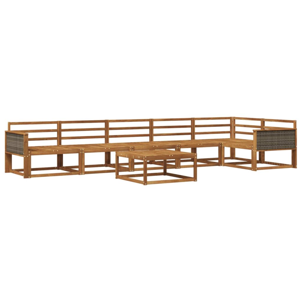 Ulkosohvakokoelma 7 pcs Luonnollinen Tiheä akasiapuu