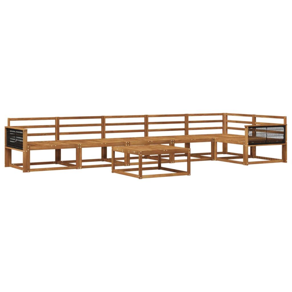 Ulkosohvakokoelma 7 pcs Luonnollinen Tiheä akasiapuu