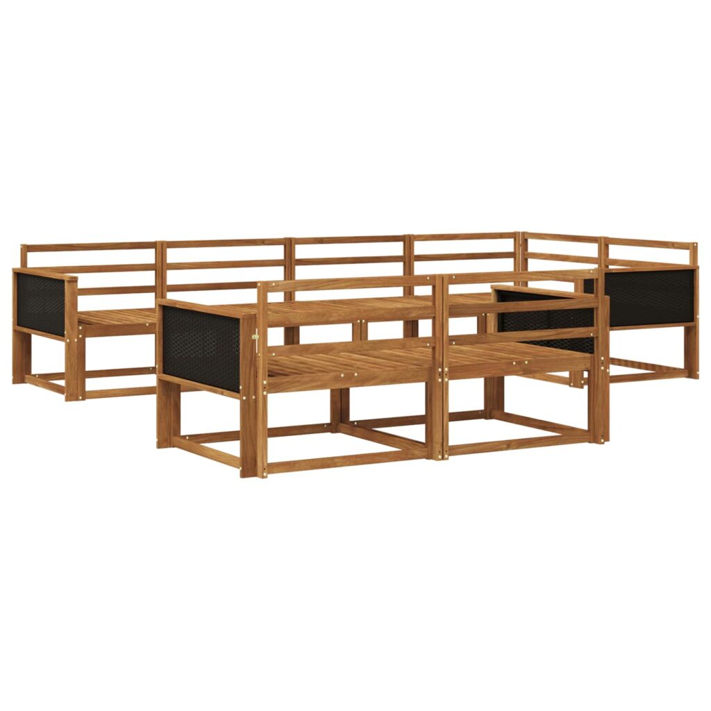 Ulkosohvakokoelma 7 pcs Luonnollinen Tiheä akasiapuu