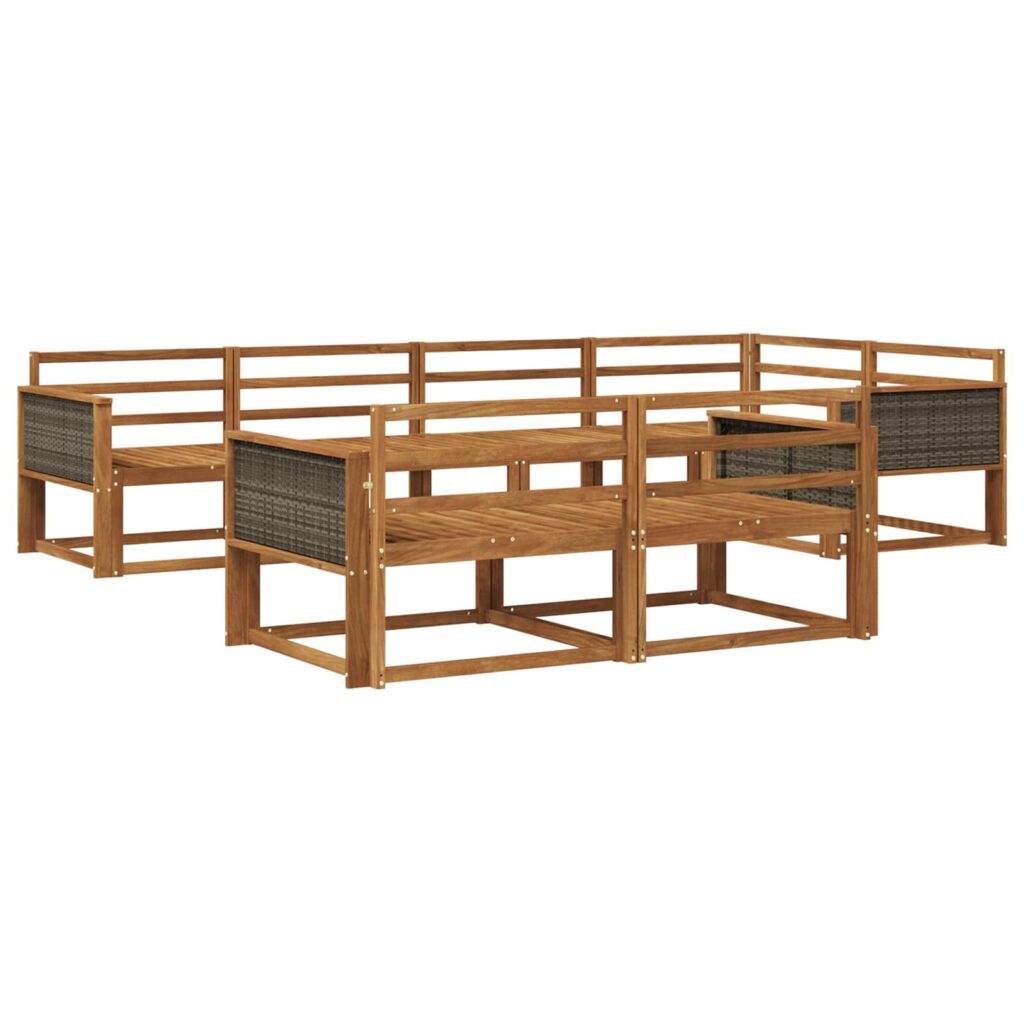 Ulkosohvakokoelma 7 pcs Luonnollinen Tiheä akasiapuu