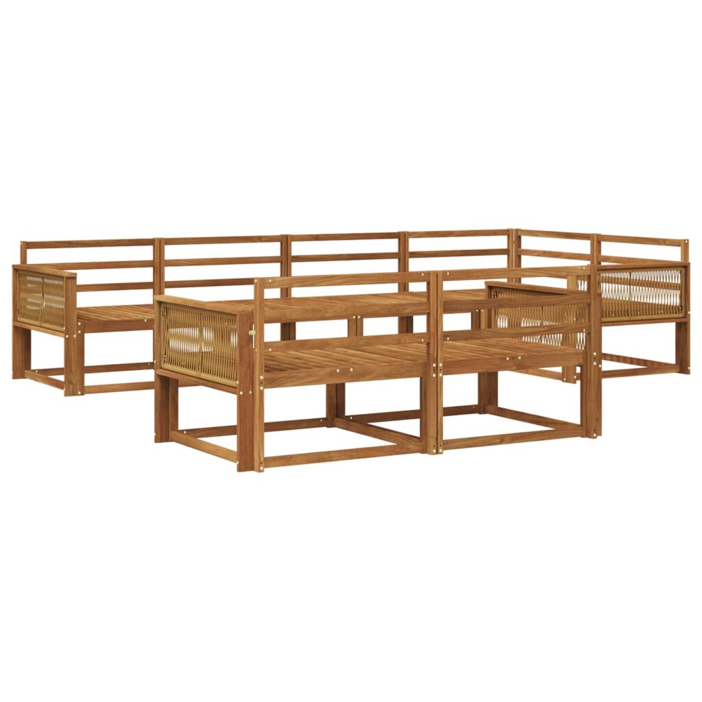 Ulkosohvakokoelma 7 pcs Luonnollinen Tiheä akasiapuu