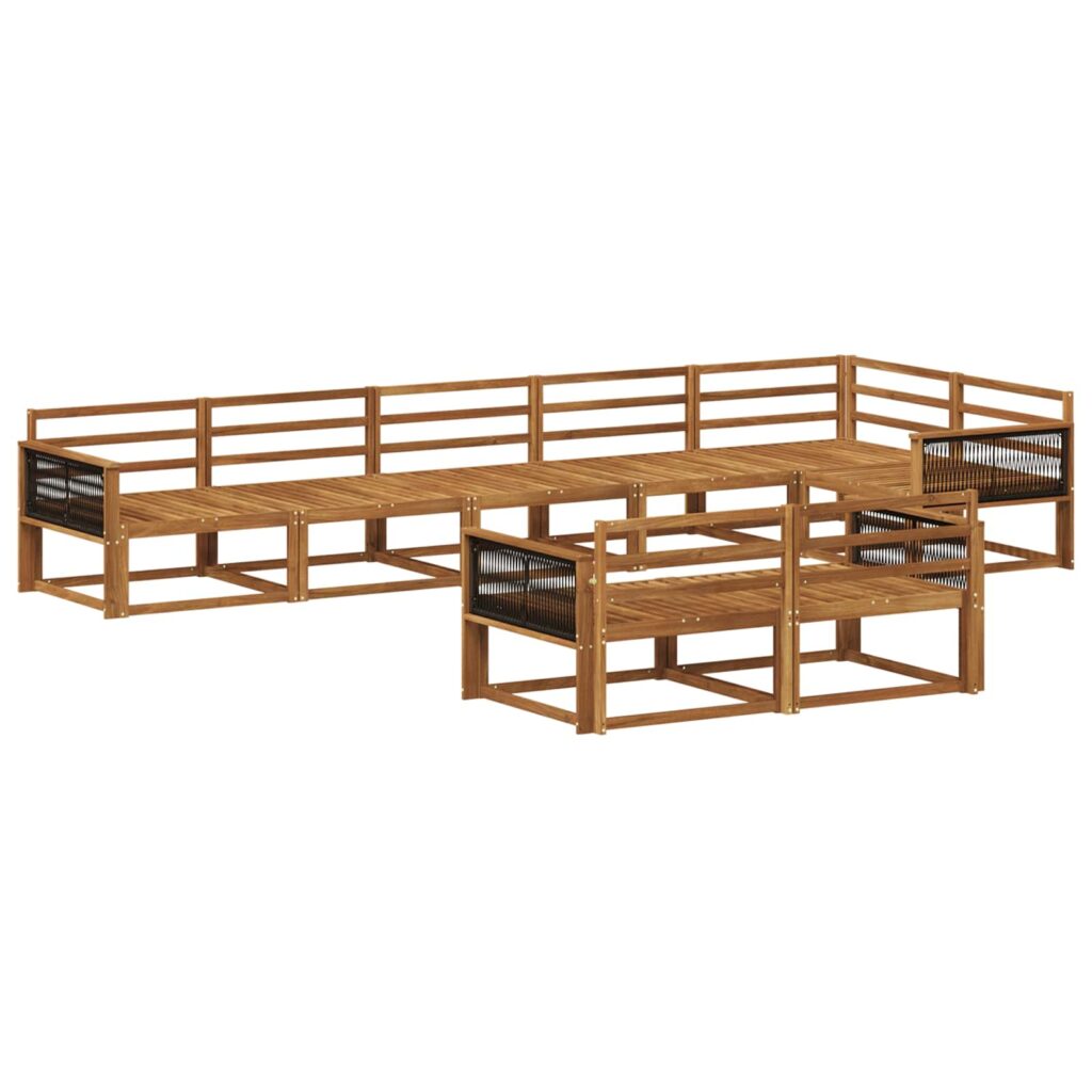 Ulkosohvakokoelma 8 pcs Luonnollinen Tiheä akasiapuu
