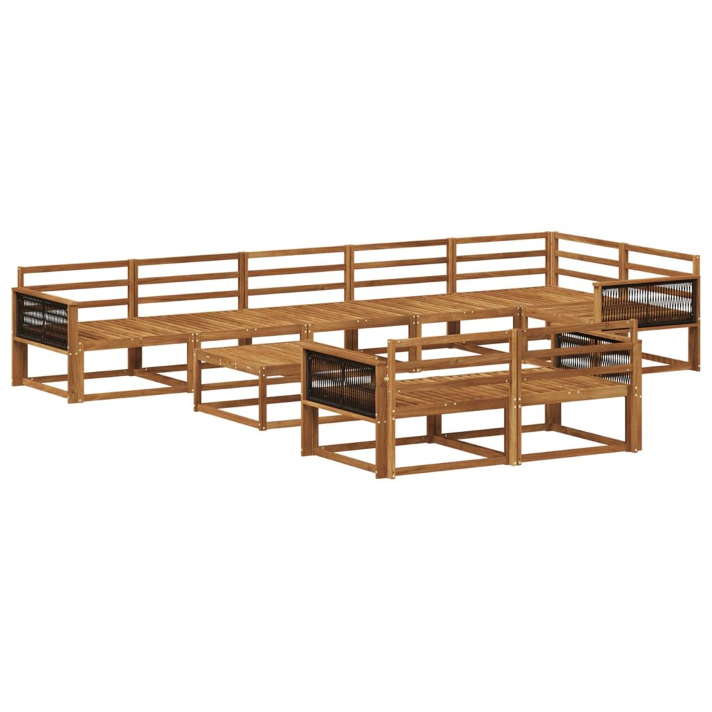 Ulkosohvakokoelma 9 pcs Luonnollinen Tiheä akasiapuu