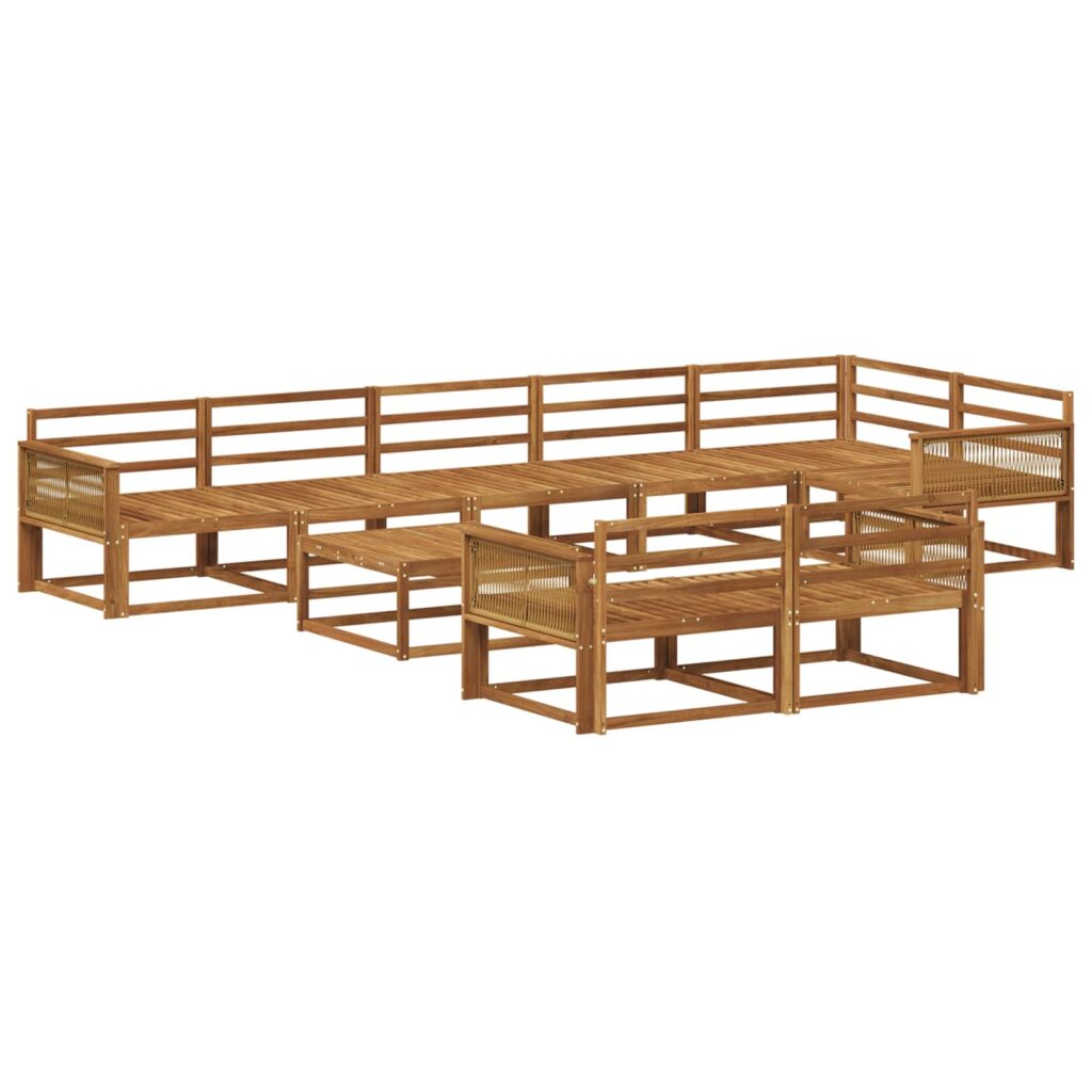 Ulkosohvakokoelma 9 pcs Luonnollinen Tiheä akasiapuu