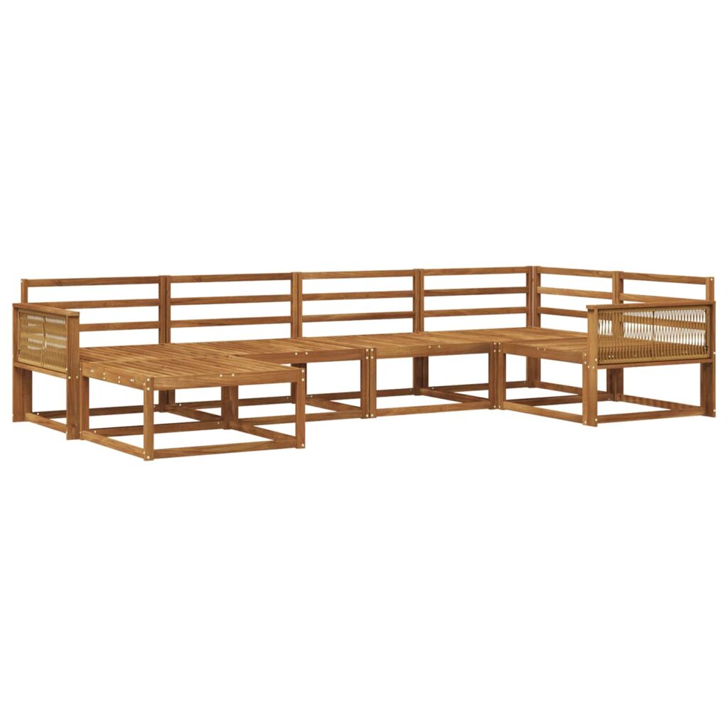 Ulkosohvakokoelma 6 pcs Luonnollinen Tiheä akasiapuu