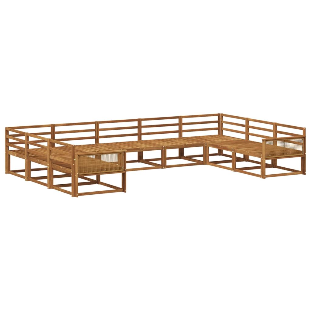 Ulkosohvakokoelma 9 pcs Luonnollinen Tiheä akasiapuu