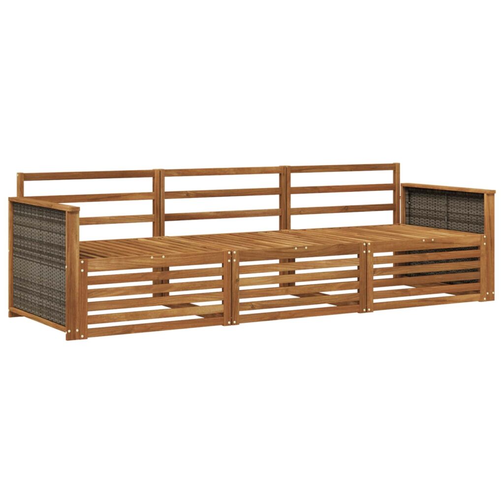 Ulkosohvakokoelma 3 pcs Luonnollinen Tiheä akasiapuu