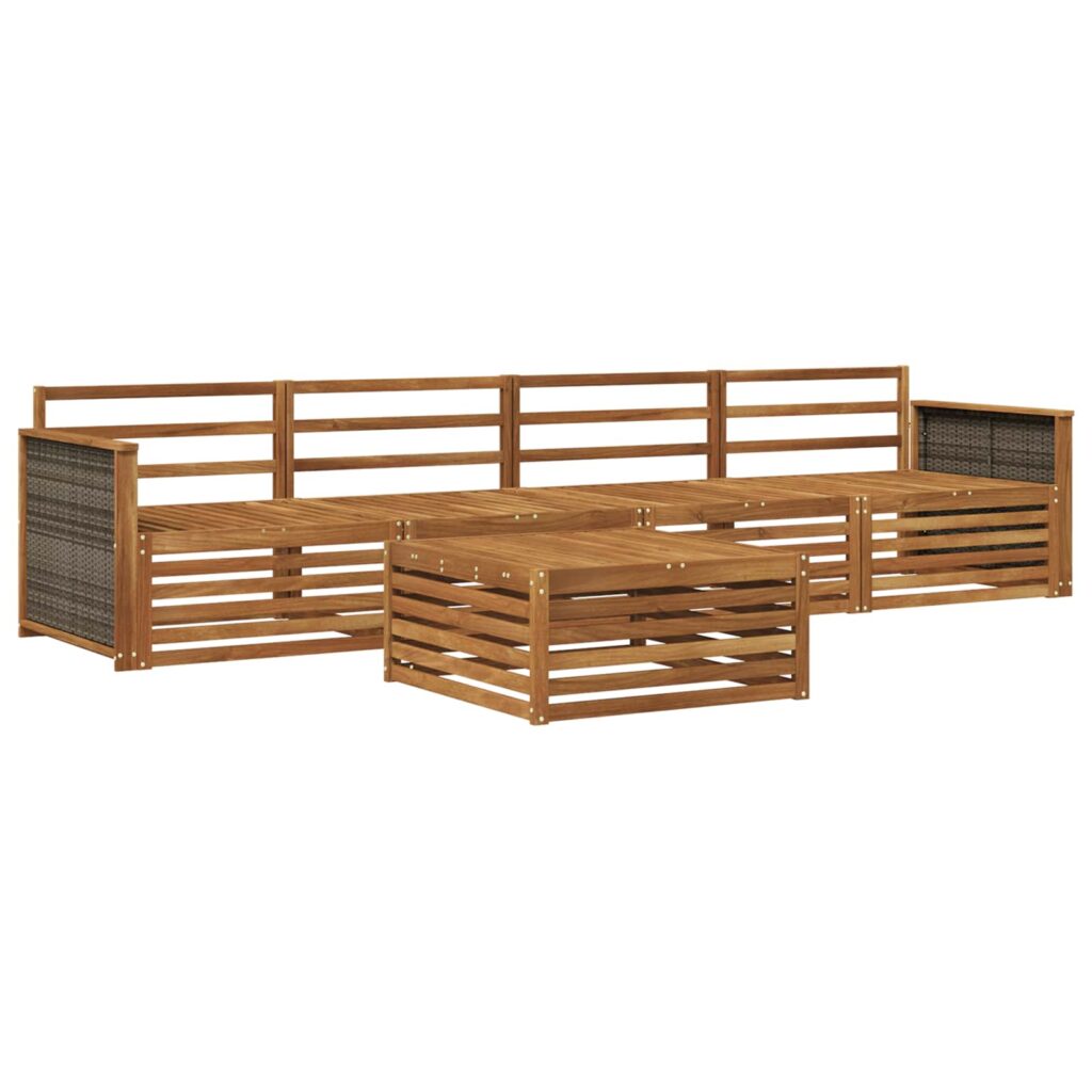 Ulkosohvakokoelma 5 pcs Luonnollinen Tiheä akasiapuu